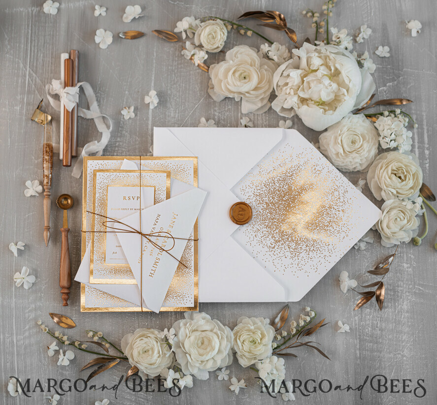 WEDDING INVITATIONS gold / rose gold / silver / glitter Luxury Gold Arabic Wedding Invitations, Glamour Golden Shine Wedding Invites, Elegant Indian Wedding Cards, Glitter Wedding Stationery