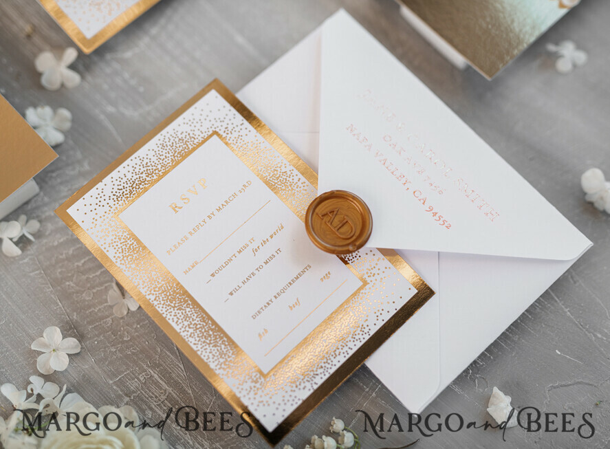 WEDDING INVITATIONS gold / rose gold / silver / glitter Luxury Gold Arabic Wedding Invitations, Glamour Golden Shine Wedding Invites, Elegant Indian Wedding Cards, Glitter Wedding Stationery