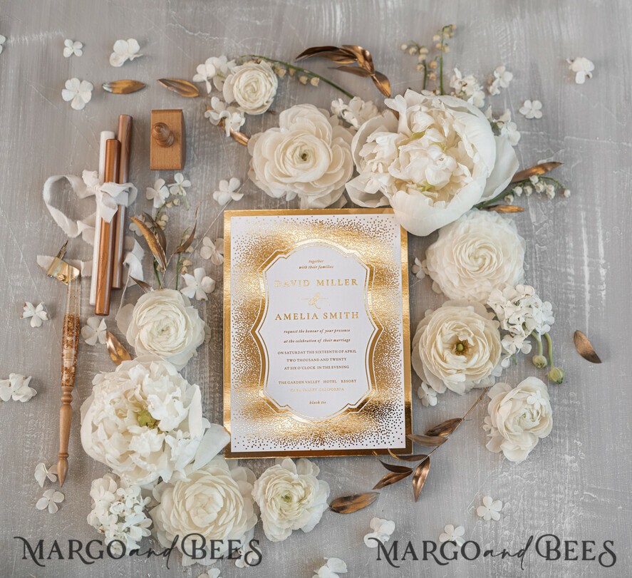 WEDDING INVITATIONS gold / rose gold / silver / glitter Luxury Gold Arabic Wedding Invitations, Glamour Golden Shine Wedding Invites, Elegant Indian Wedding Cards, Glitter Wedding Stationery