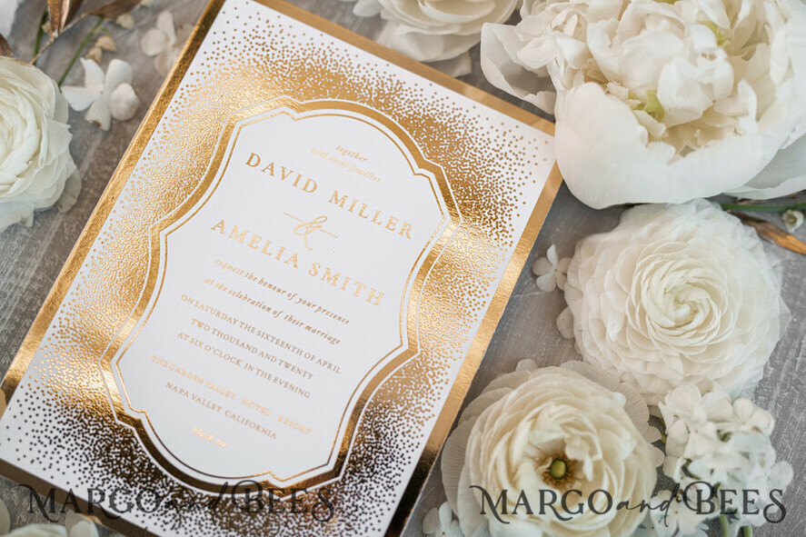WEDDING INVITATIONS gold / rose gold / silver / glitter Luxury Gold Arabic Wedding Invitations, Glamour Golden Shine Wedding Invites, Elegant Indian Wedding Cards, Glitter Wedding Stationery