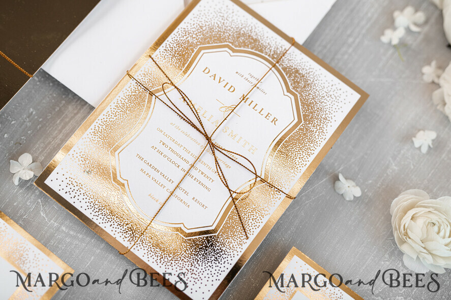 WEDDING INVITATIONS gold / rose gold / silver / glitter Luxury Gold Arabic Wedding Invitations, Glamour Golden Shine Wedding Invites, Elegant Indian Wedding Cards, Glitter Wedding Stationery