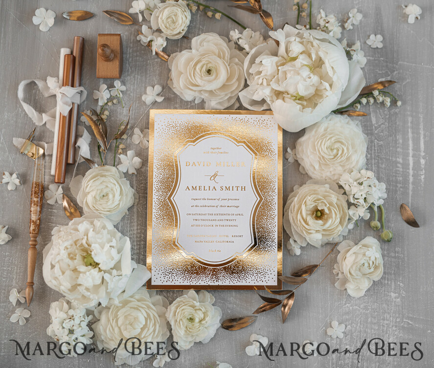 WEDDING INVITATIONS gold / rose gold / silver / glitter Luxury Gold Arabic Wedding Invitations, Glamour Golden Shine Wedding Invites, Elegant Indian Wedding Cards, Glitter Wedding Stationery