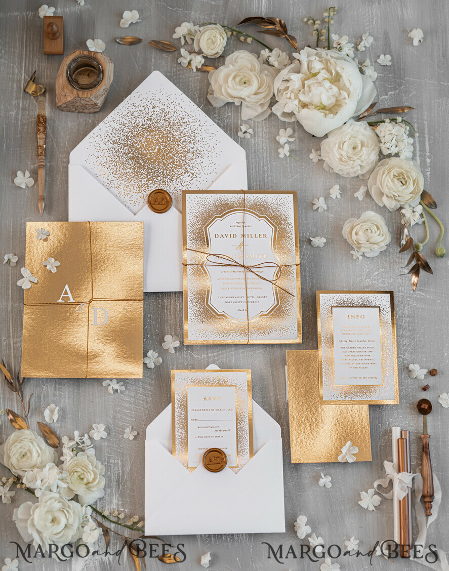 WEDDING INVITATIONS gold / rose gold / silver / glitter Luxury Gold Arabic Wedding Invitations, Glamour Golden Shine Wedding Invites, Elegant Indian Wedding Cards, Glitter Wedding Stationery