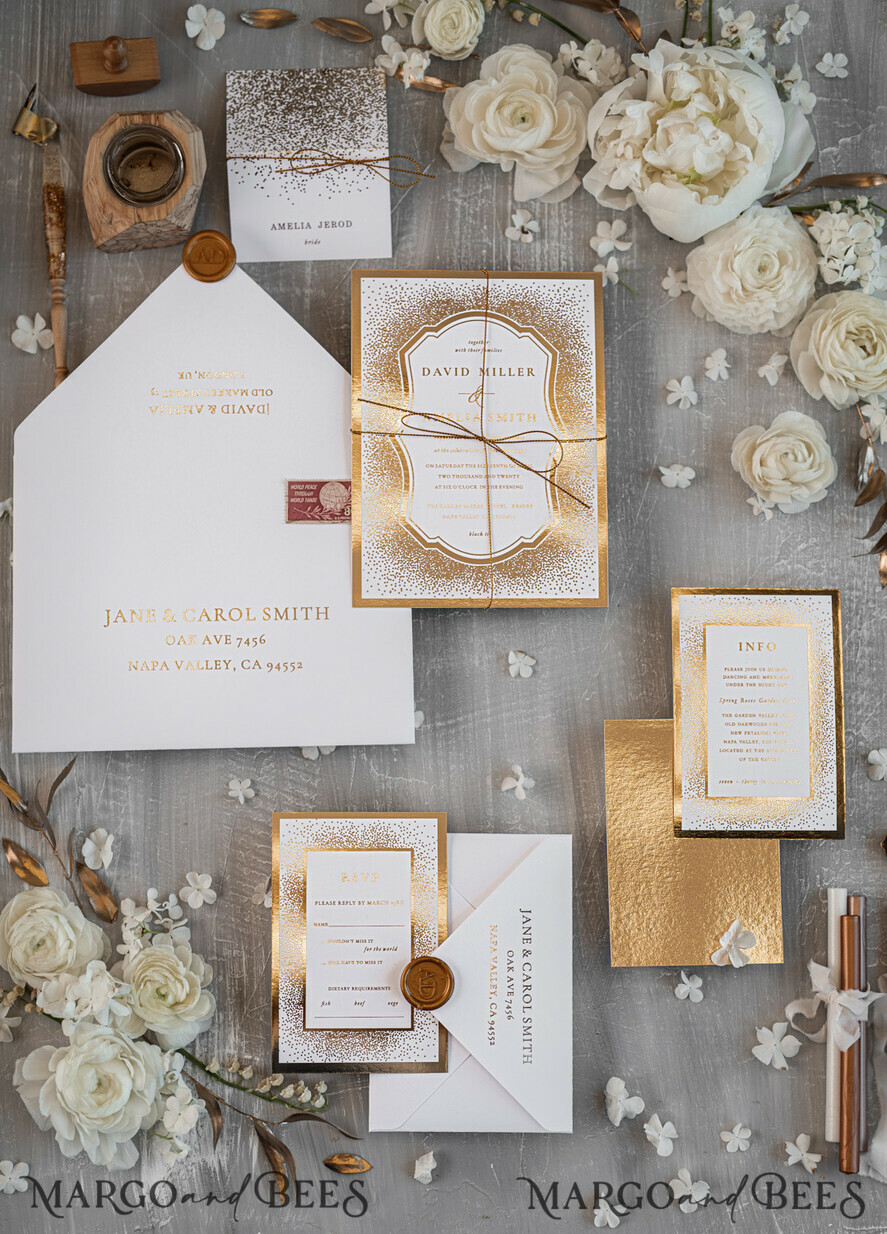 WEDDING INVITATIONS gold / rose gold / silver / glitter Luxury Gold Arabic Wedding Invitations, Glamour Golden Shine Wedding Invites, Elegant Indian Wedding Cards, Glitter Wedding Stationery