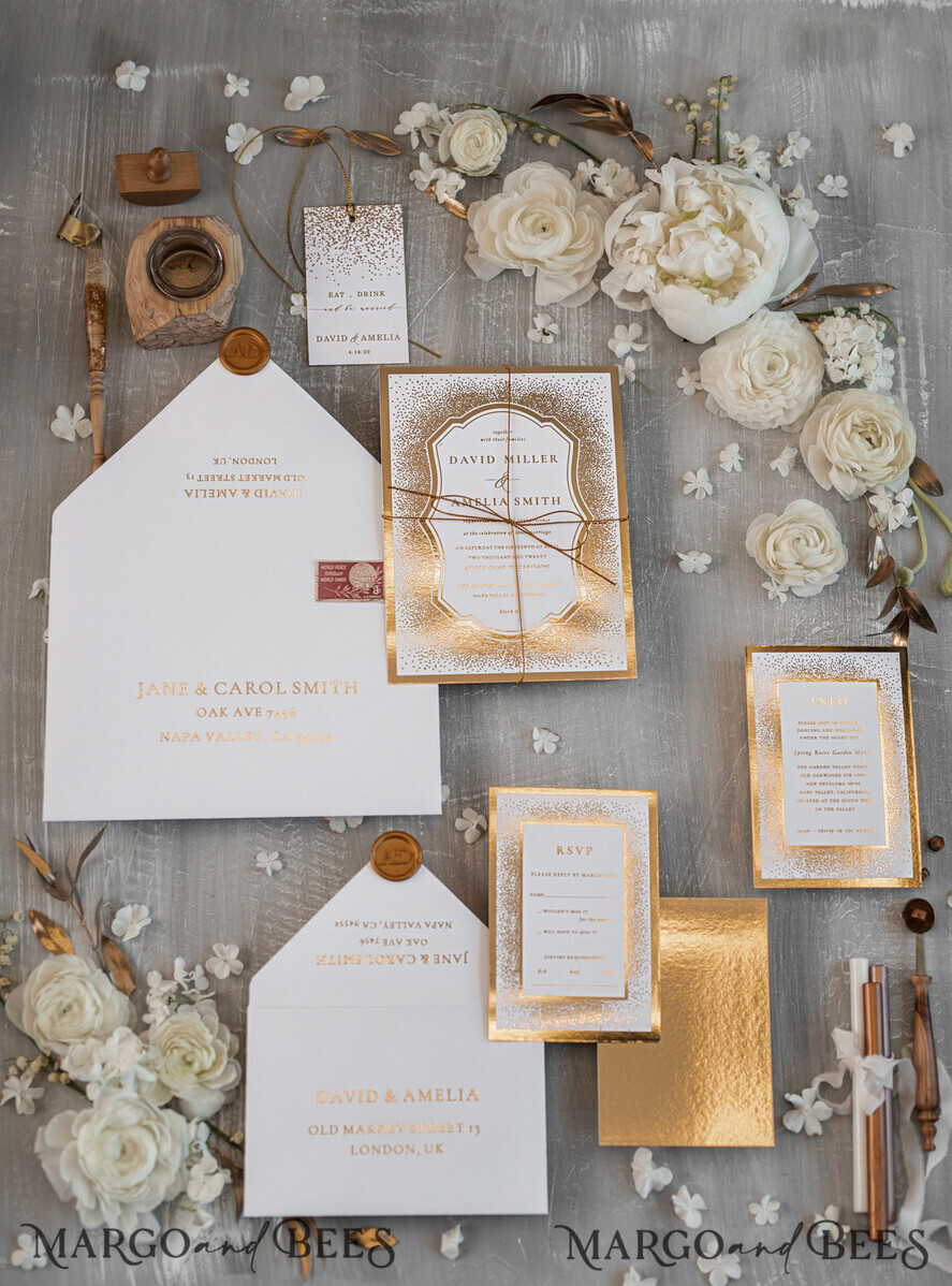 WEDDING INVITATIONS gold / rose gold / silver / glitter Luxury Gold Arabic Wedding Invitations, Glamour Golden Shine Wedding Invites, Elegant Indian Wedding Cards, Glitter Wedding Stationery