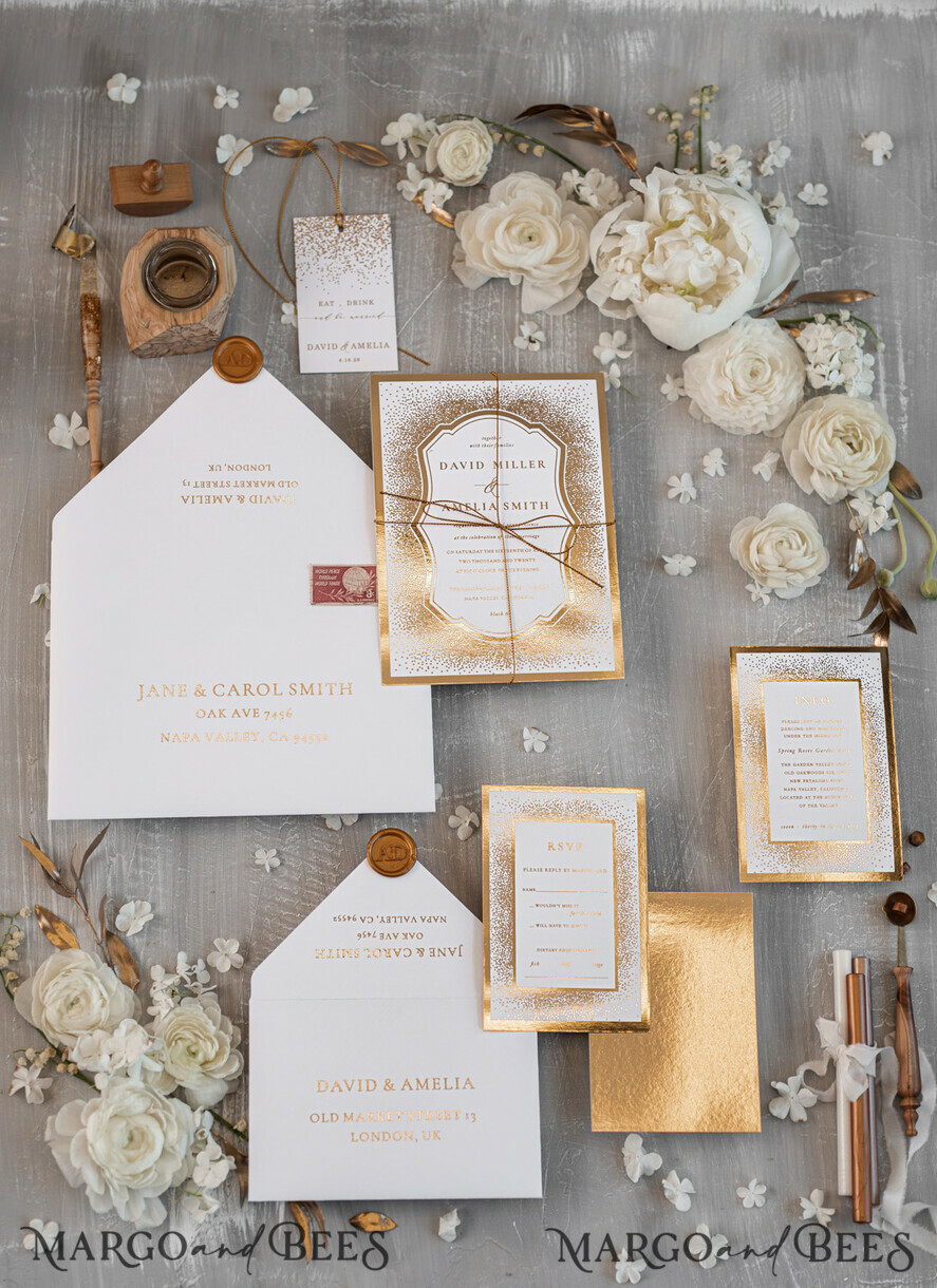 WEDDING INVITATIONS gold / rose gold / silver / glitter Luxury Gold Arabic Wedding Invitations, Glamour Golden Shine Wedding Invites, Elegant Indian Wedding Cards, Glitter Wedding Stationery