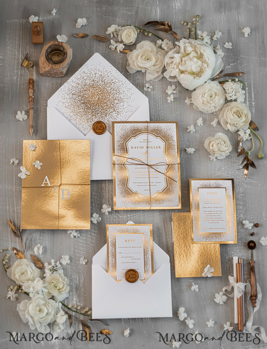 WEDDING INVITATIONS gold / rose gold / silver / glitter Luxury Gold Arabic Wedding Invitations, Glamour Golden Shine Wedding Invites, Elegant Indian Wedding Cards, Glitter Wedding Stationery