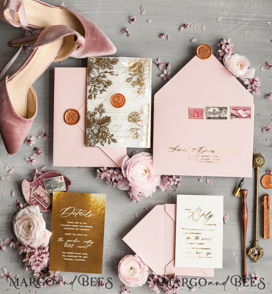 WEDDING INVITATIONS gold / rose gold / silver / glitter Golden Foil wedding invitation set, Elegant Wedding Invitations , Gold Wedding Invitation Suite, Luxury wedding Cards