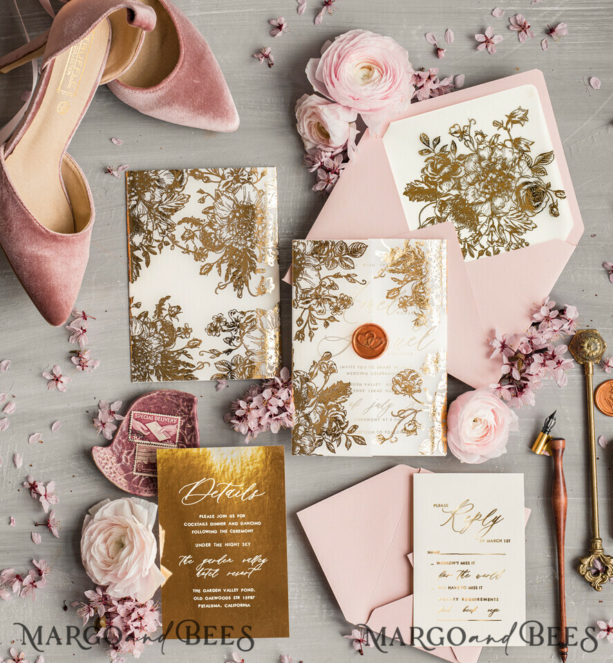 WEDDING INVITATIONS gold / rose gold / silver / glitter Golden Foil wedding invitation set, Elegant Wedding Invitations , Gold Wedding Invitation Suite, Luxury wedding Cards