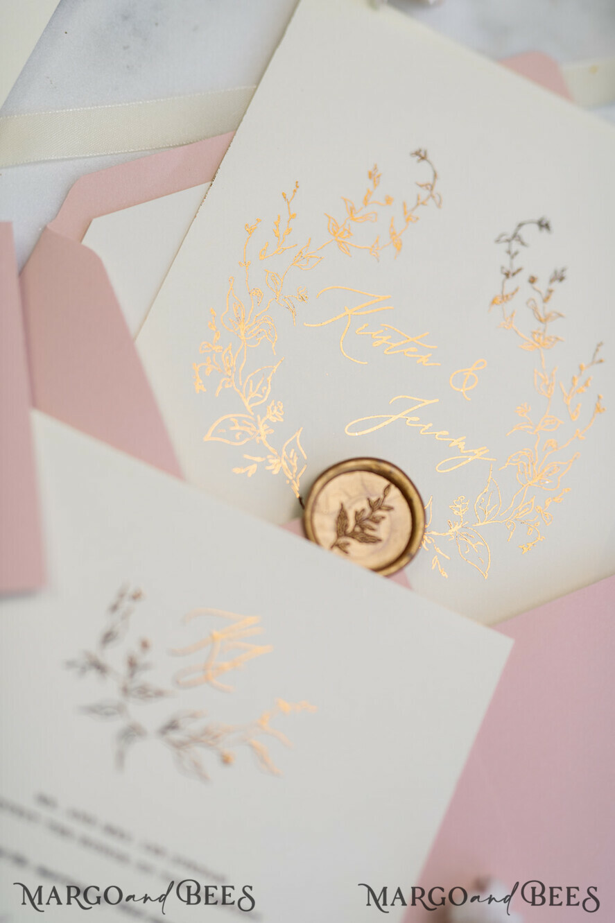 WEDDING INVITATIONS gold / rose gold / silver / glitter Romantic Blush Pink Wedding Invitations, Glamour Gold Foil Wedding Cards, Elegant Golden Wedding Invites, Bespoke Vellum Wedding Invitation Suite