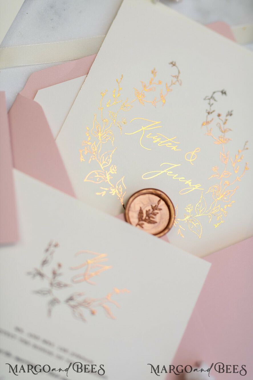 WEDDING INVITATIONS gold / rose gold / silver / glitter Romantic Blush Pink Wedding Invitations, Glamour Gold Foil Wedding Cards, Elegant Golden Wedding Invites, Bespoke Vellum Wedding Invitation Suite