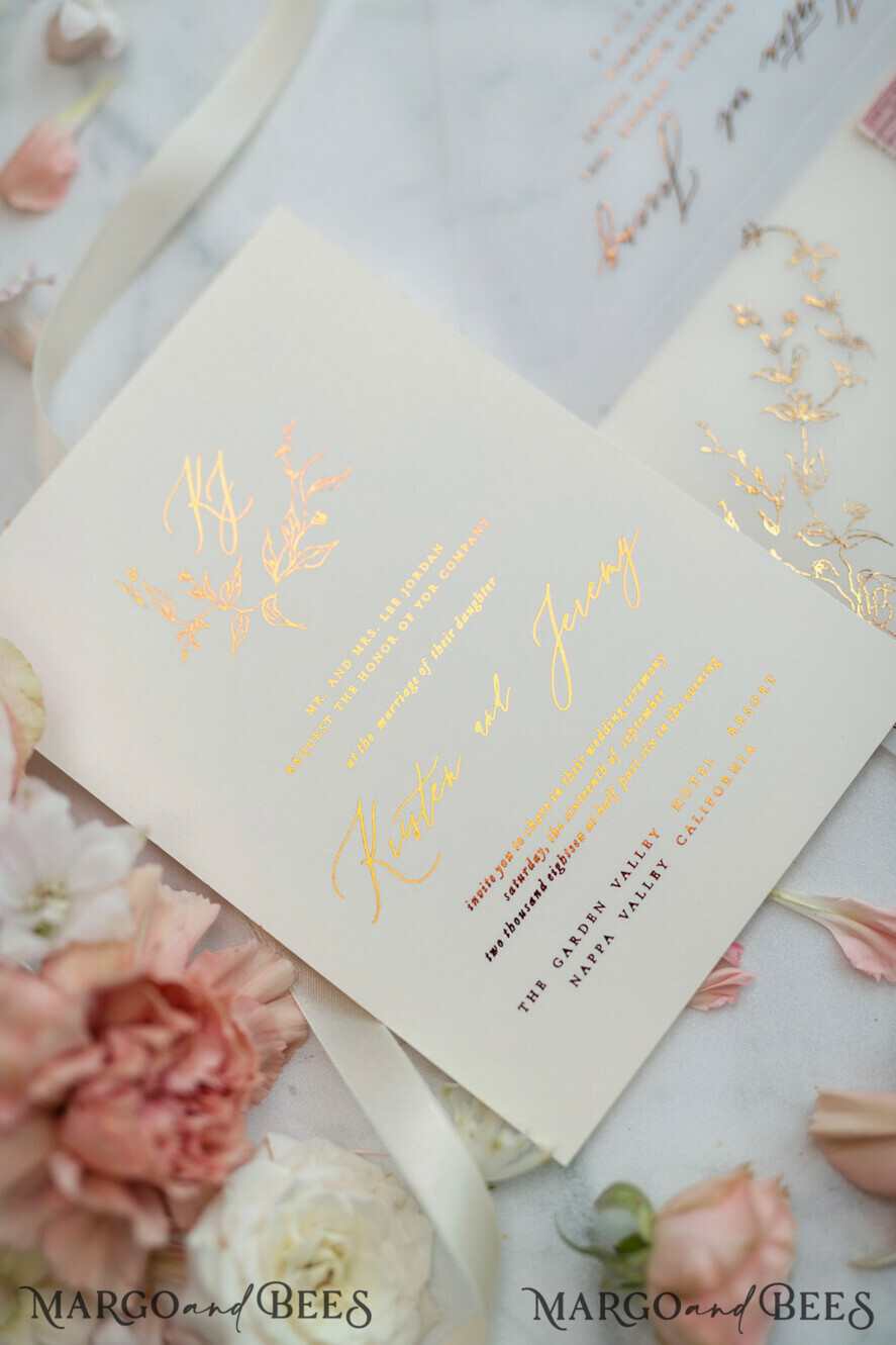 WEDDING INVITATIONS gold / rose gold / silver / glitter Romantic Blush Pink Wedding Invitations, Glamour Gold Foil Wedding Cards, Elegant Golden Wedding Invites, Bespoke Vellum Wedding Invitation Suite