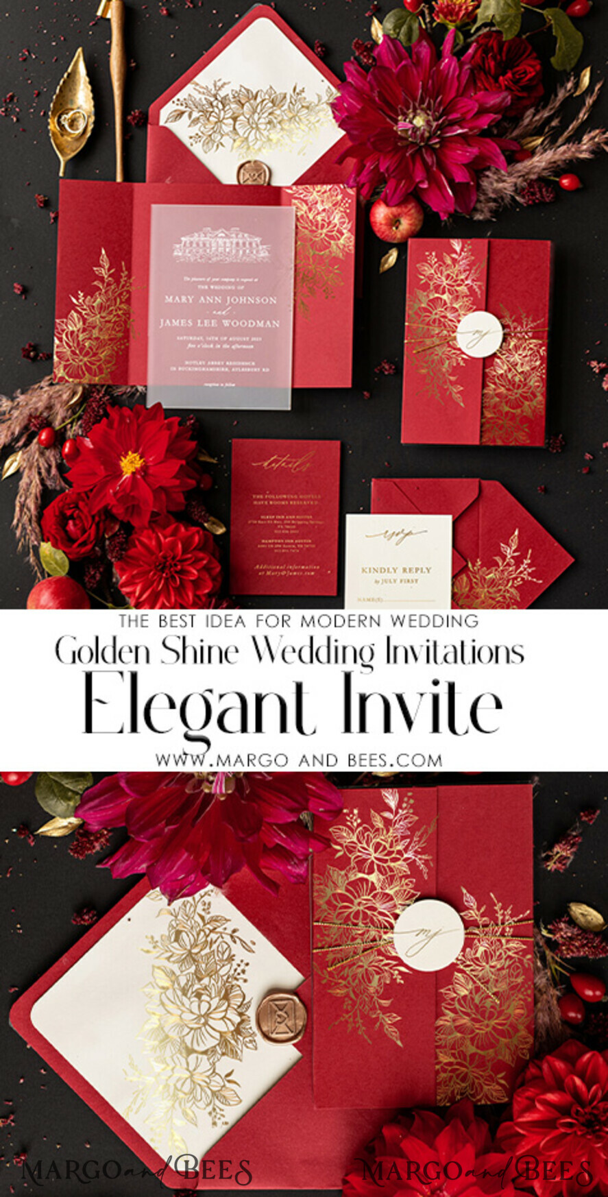 WEDDING INVITATIONS gold / rose gold / silver / glitter Luxury wedding invitations, Elegant Indian Wedding Invitation Suite • Gold Burgundy Wedding Invitation Suite • Luxury Maroon wedding Cards