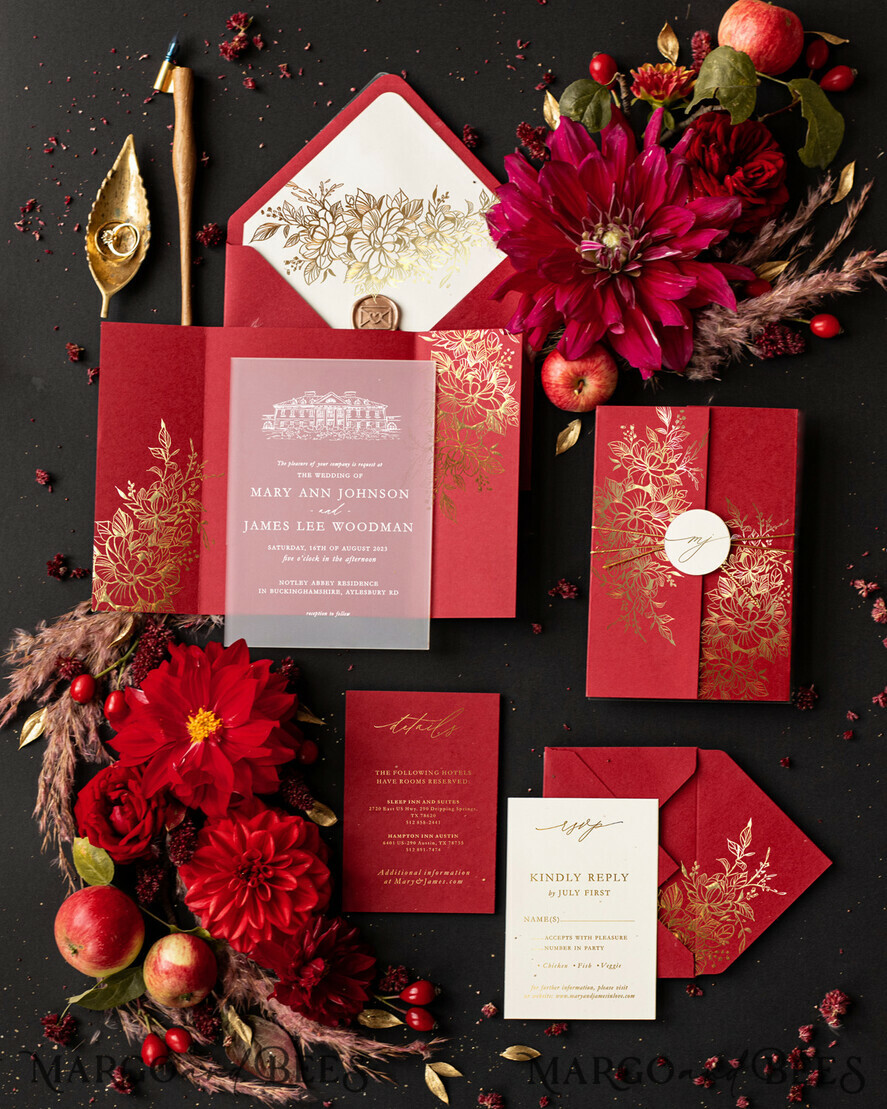 WEDDING INVITATIONS gold / rose gold / silver / glitter Luxury wedding invitations, Elegant Indian Wedding Invitation Suite • Gold Burgundy Wedding Invitation Suite • Luxury Maroon wedding Cards