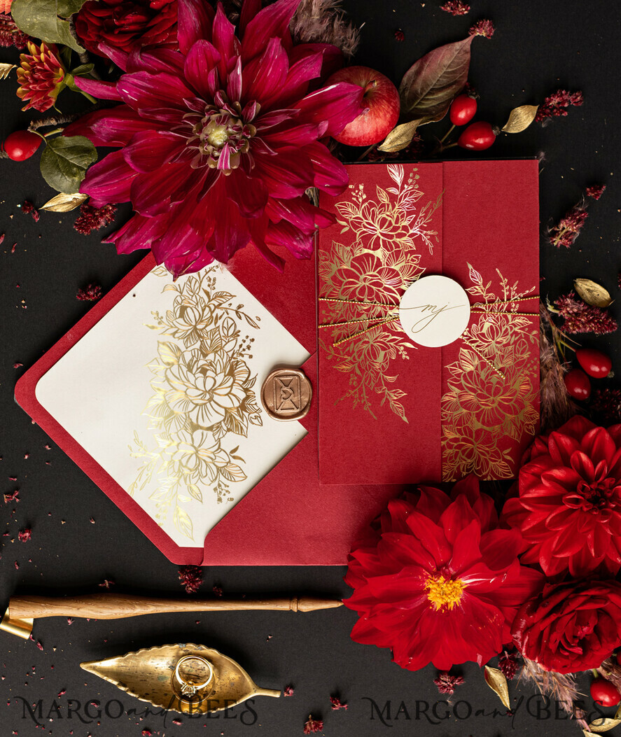 WEDDING INVITATIONS gold / rose gold / silver / glitter Luxury wedding invitations, Elegant Indian Wedding Invitation Suite • Gold Burgundy Wedding Invitation Suite • Luxury Maroon wedding Cards