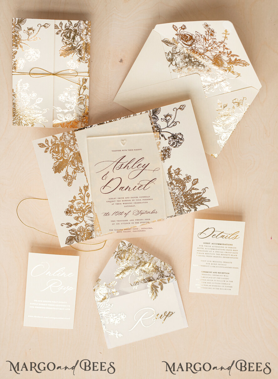 WEDDING INVITATIONS gold / rose gold / silver / glitter Luxury Gold Foil Wedding Invitations, Plexi Glamour Wedding Invitation Suite, Elegant Velvet Wedding Cards, Bespoke Golden Wedding Stationery