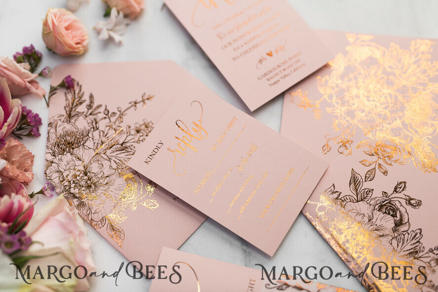 HOCHZEITS EINLADUNGEN Gold / Roségold / Silber / Glitzer Luxus Pergament Goldfolien Hochzeitskarten, elegante Blush-Pink Hochzeitskarten-Suite, Glamour Hochzeitskarten, goldenes Glanz Hochzeitskarten-Suite