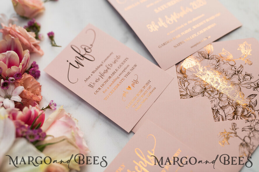HOCHZEITS EINLADUNGEN Gold / Roségold / Silber / Glitzer Luxus Pergament Goldfolien Hochzeitskarten, elegante Blush-Pink Hochzeitskarten-Suite, Glamour Hochzeitskarten, goldenes Glanz Hochzeitskarten-Suite