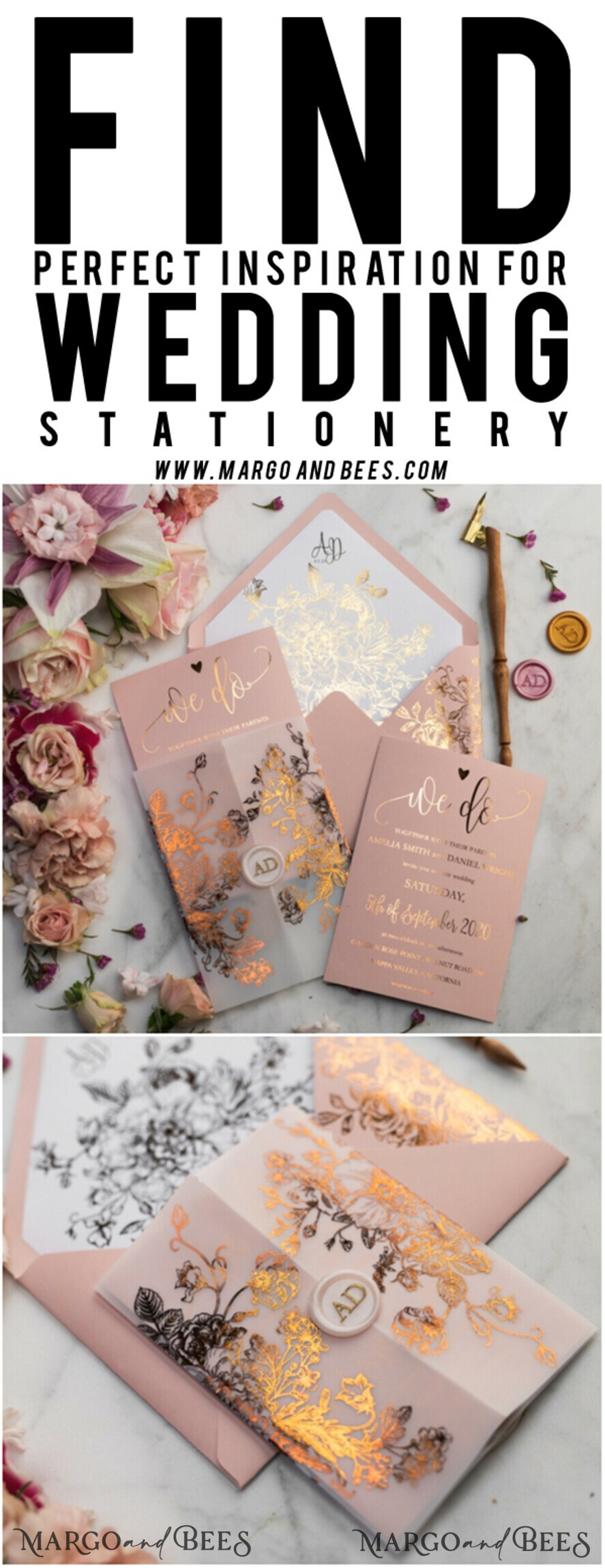 HOCHZEITS EINLADUNGEN Gold / Roségold / Silber / Glitzer Luxus Pergament Goldfolien Hochzeitskarten, elegante Blush-Pink Hochzeitskarten-Suite, Glamour Hochzeitskarten, goldenes Glanz Hochzeitskarten-Suite