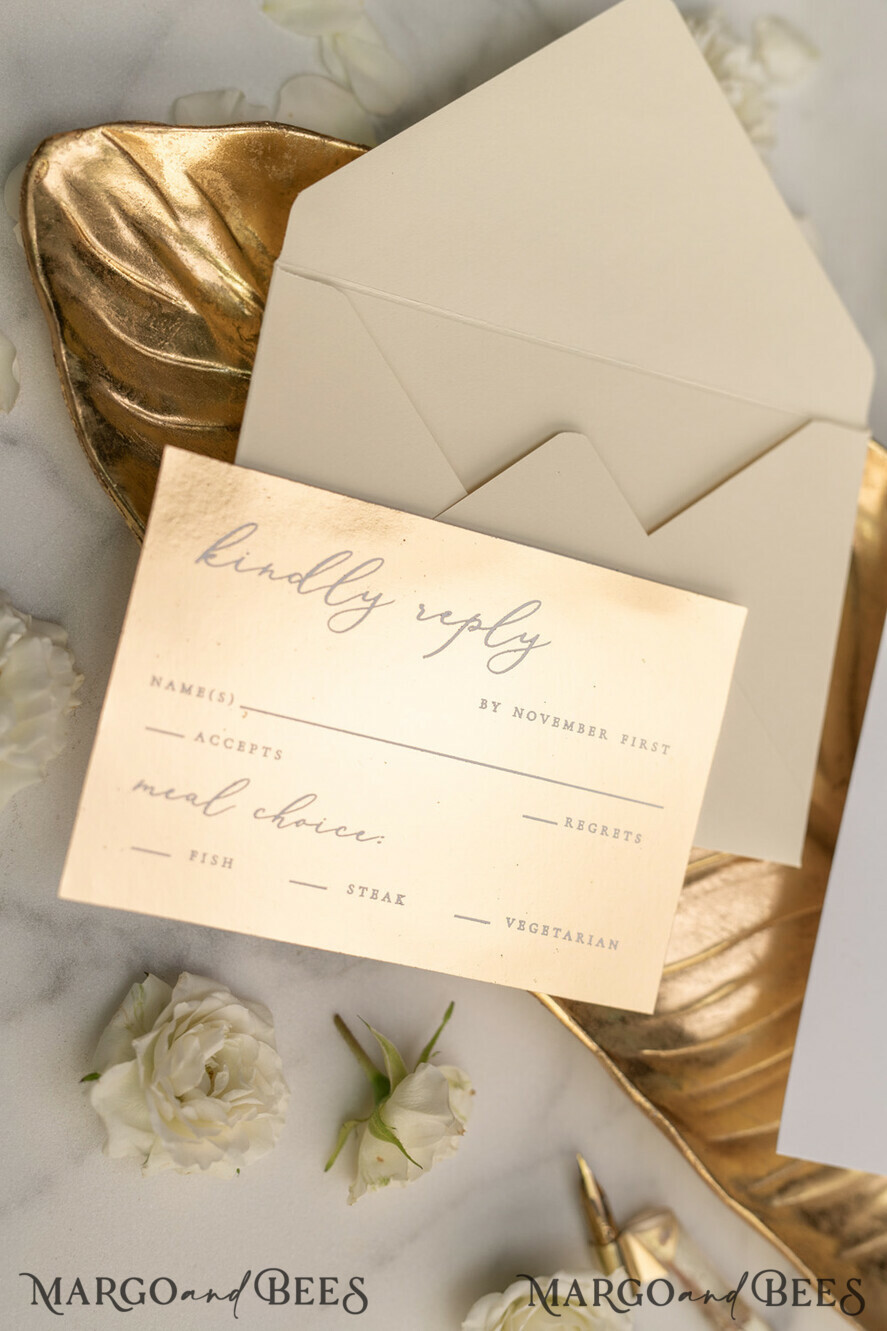 WEDDING INVITATIONS gold / rose gold / silver / glitter Luxury Gold Foil Wedding Invites, Glamour Golden Shine Wedding Invitations, Elegant Nude Pocketfold Wedding Cards, Bespoke Geometric Wedding Invitation Suite