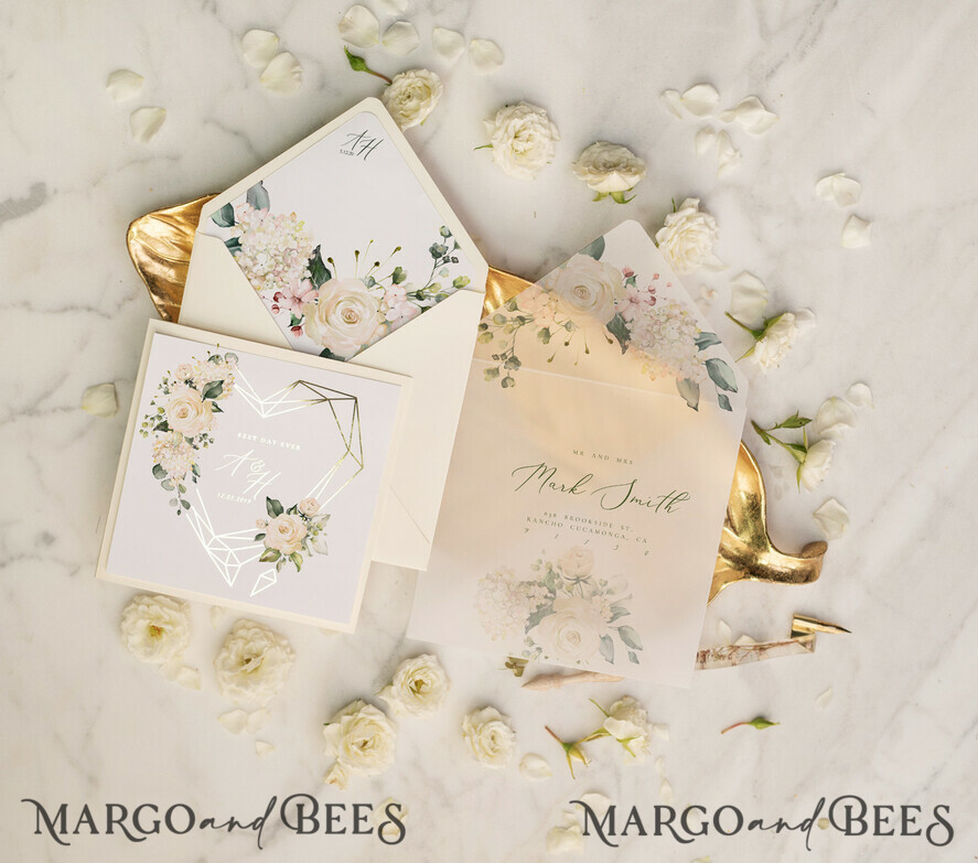 WEDDING INVITATIONS gold / rose gold / silver / glitter Luxury Gold Foil Wedding Invites, Glamour Golden Shine Wedding Invitations, Elegant Nude Pocketfold Wedding Cards, Bespoke Geometric Wedding Invitation Suite