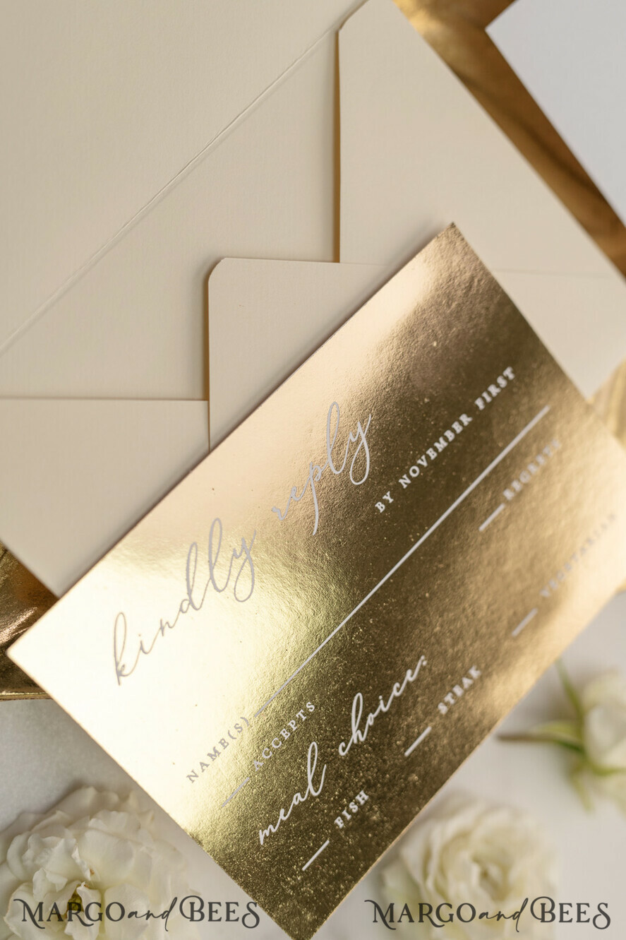 WEDDING INVITATIONS gold / rose gold / silver / glitter Luxury Gold Foil Wedding Invites, Glamour Golden Shine Wedding Invitations, Elegant Nude Pocketfold Wedding Cards, Bespoke Geometric Wedding Invitation Suite