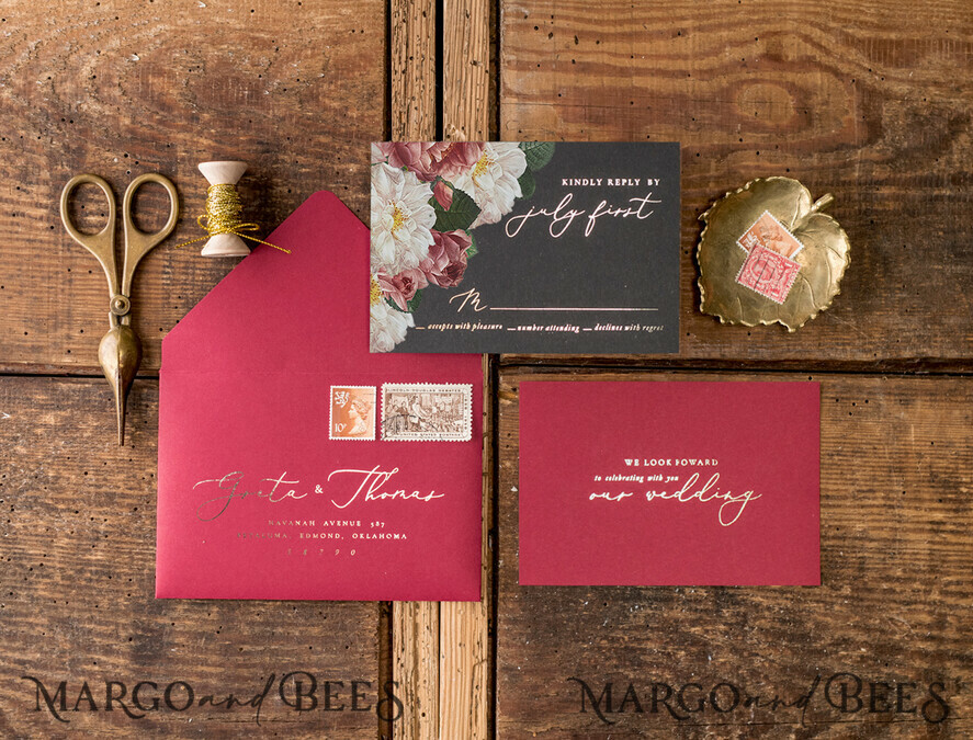 WEDDING INVITATIONS gold / rose gold / silver / glitter Luxury Arabic Wedding Invitation Suite, Glamour Golden Shine Wedding Invitations, Bespoke Black Wedding Cards, Elegant Red Wedding Invites