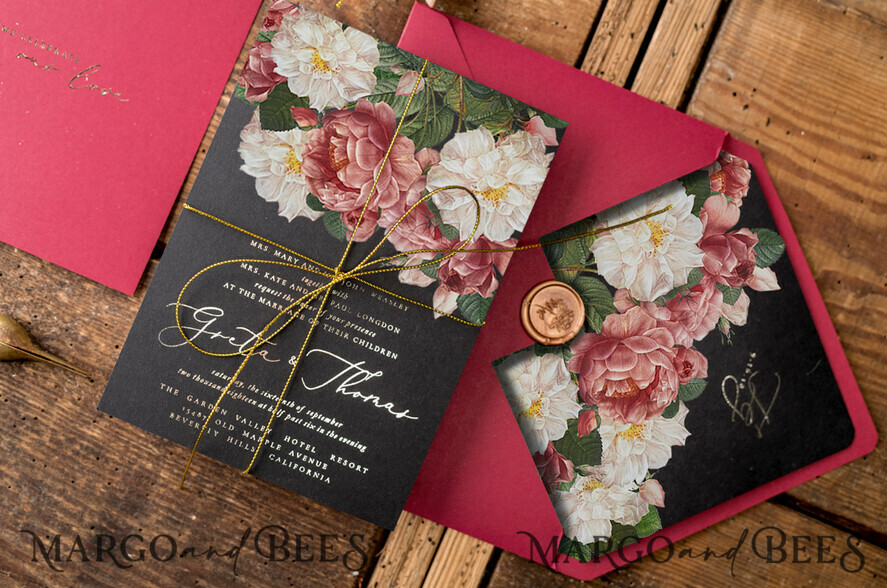 WEDDING INVITATIONS gold / rose gold / silver / glitter Luxury Arabic Wedding Invitation Suite, Glamour Golden Shine Wedding Invitations, Bespoke Black Wedding Cards, Elegant Red Wedding Invites
