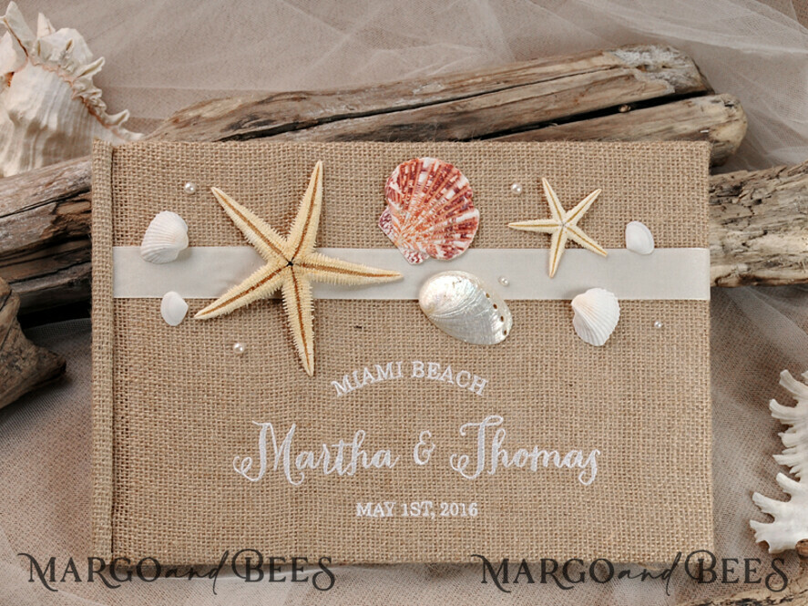 Preonalised wedding Guestbook, Rustic Beach Photo Book Burlap Instax Wedding Photo Guestbook Burlap