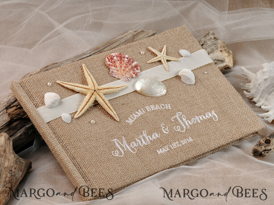 Preonalised wedding Guestbook, Rustic Beach Photo Book Burlap Instax Wedding Photo Guestbook Burlap