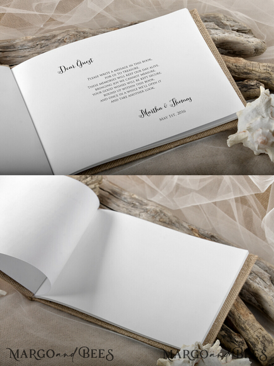 Preonalised wedding Guestbook, Rustic Beach Photo Book Burlap Instax Wedding Photo Guestbook Burlap