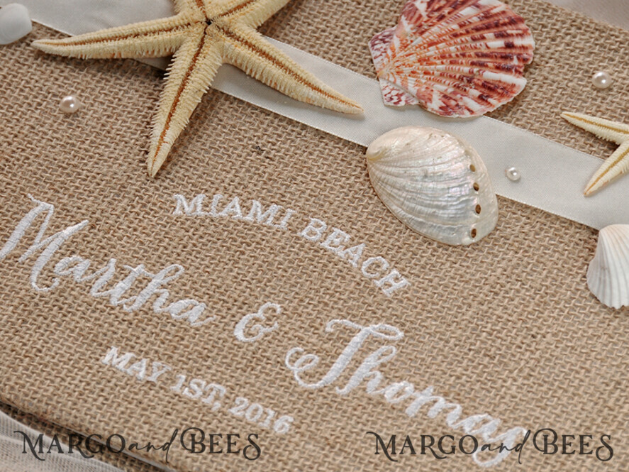 Preonalised wedding Guestbook, Rustic Beach Photo Book Burlap Instax Wedding Photo Guestbook Burlap