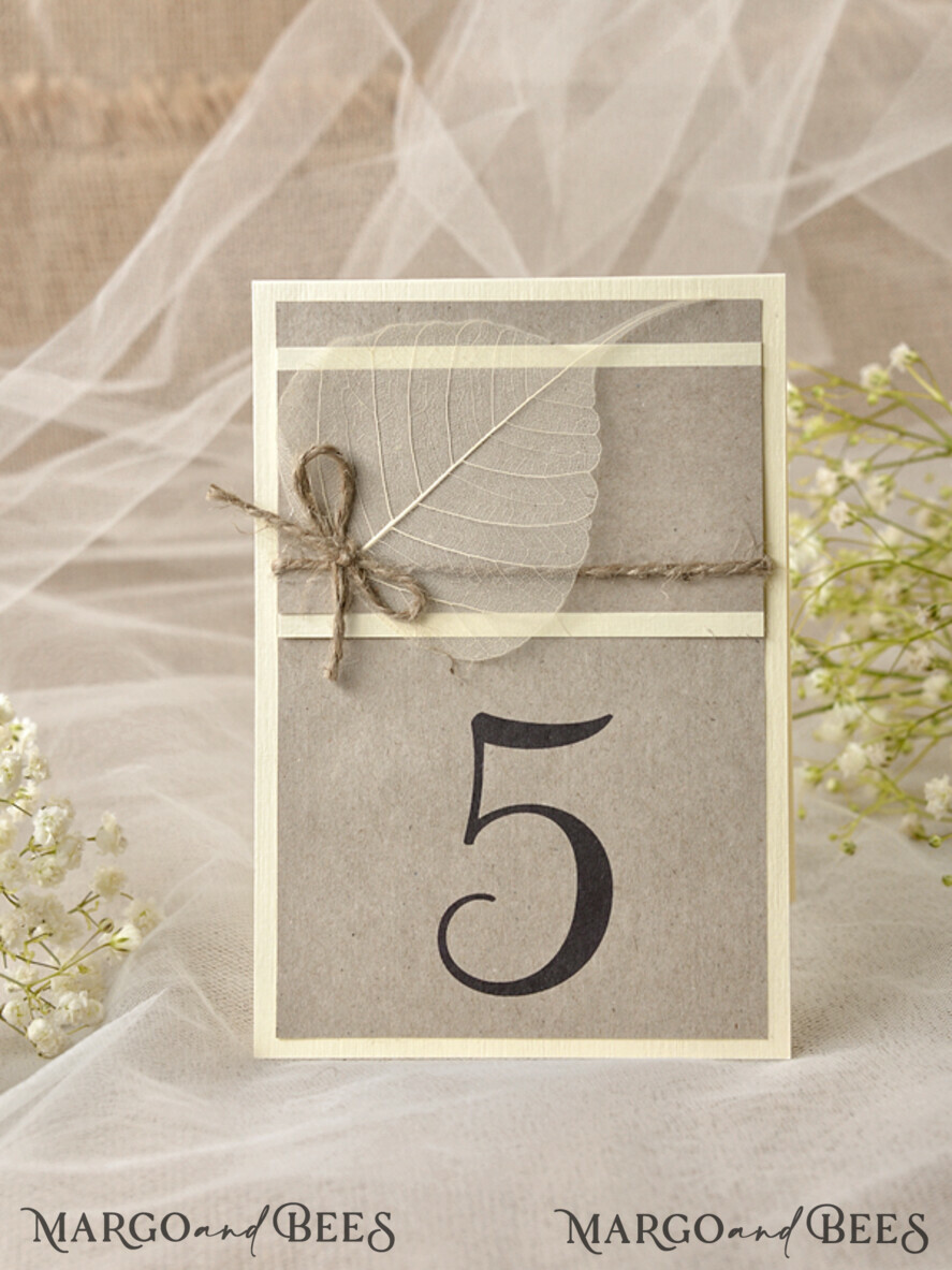 TABLE DECOR SIGNS Wood Eco Rustic Table numbers Rustic Wedding Table Numbers with Natural Burlap Twine, Barn Wedding Table Cards, Romantic Personalized Cards with Leaf decor, Simple Rustic Wedding Table Signs