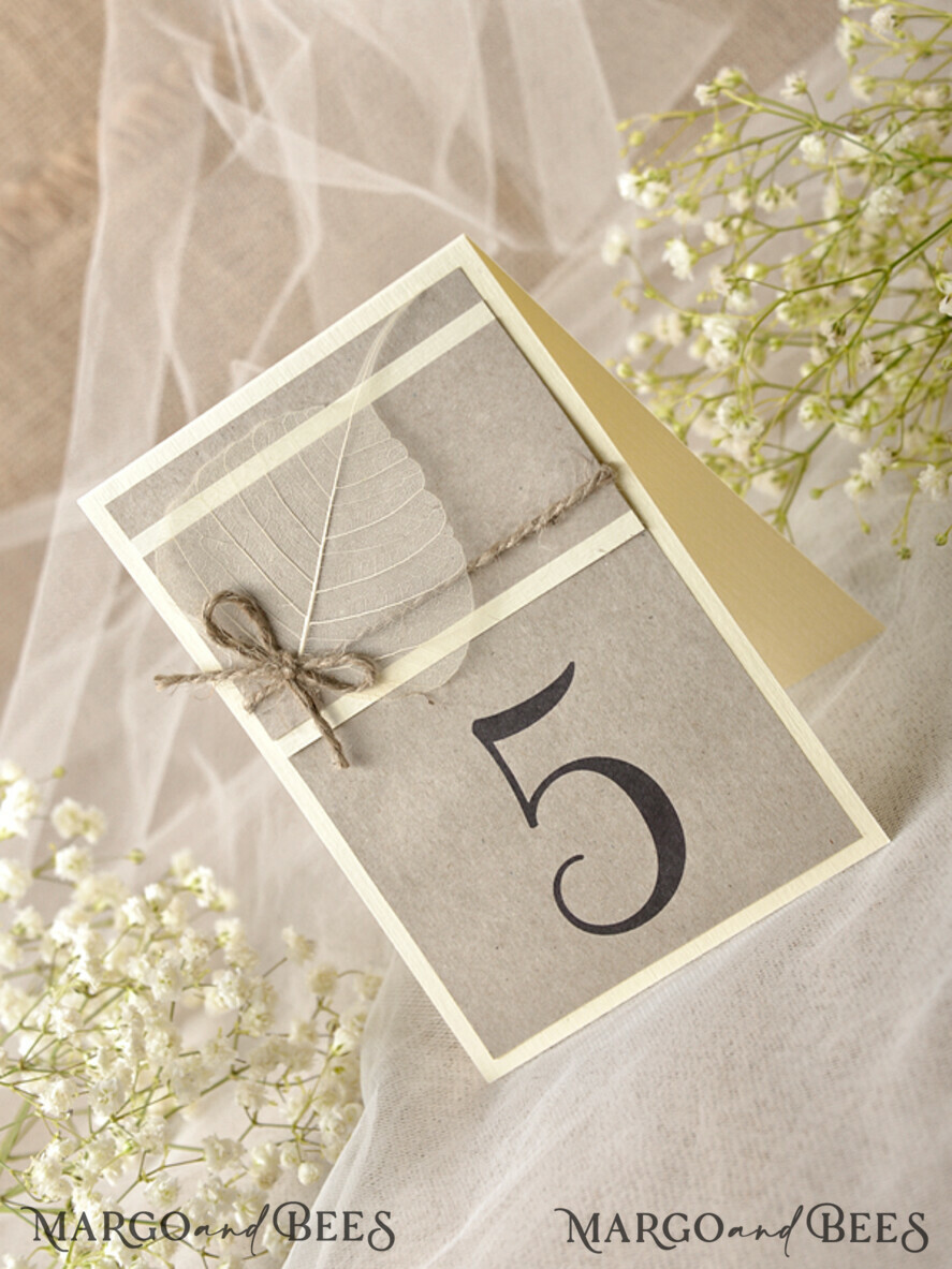 TABLE DECOR SIGNS Wood Eco Rustic Table numbers Rustic Wedding Table Numbers with Natural Burlap Twine, Barn Wedding Table Cards, Romantic Personalized Cards with Leaf decor, Simple Rustic Wedding Table Signs
