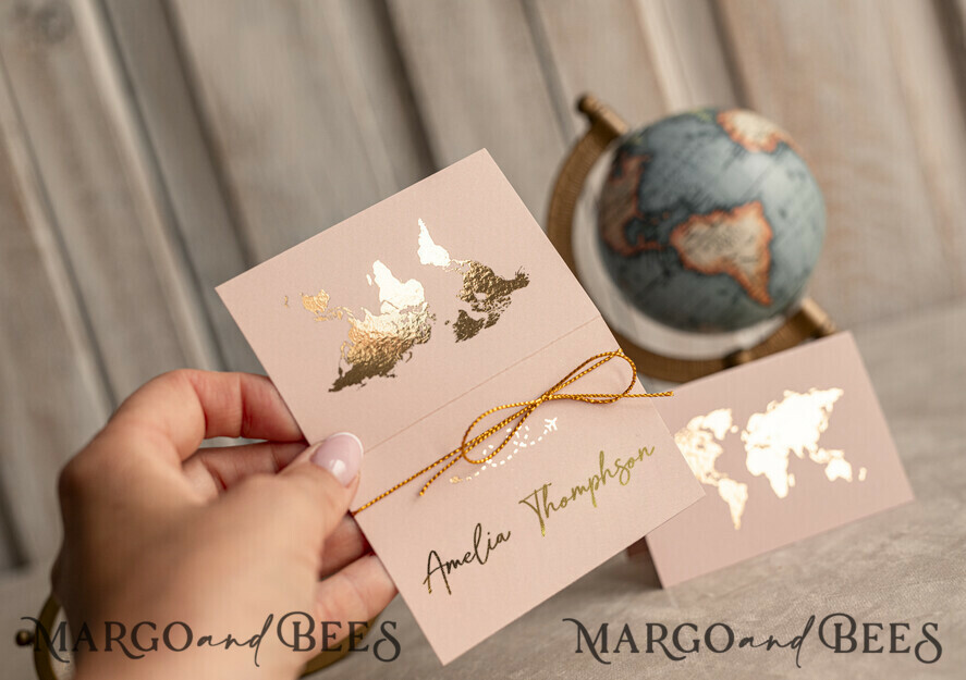 PLACE CARDS / TABLE CARDS Beach/marine/ Destionation Wedding Theme Travel Passport Gold Foil Wedding Place Cards, Wedding Escort Card, Elegant Destination place cards, Personalized wedding decoration