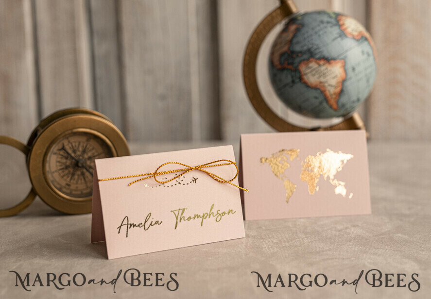 PLACE CARDS / TABLE CARDS Beach/marine/ Destionation Wedding Theme Travel Passport Gold Foil Wedding Place Cards, Wedding Escort Card, Elegant Destination place cards, Personalized wedding decoration