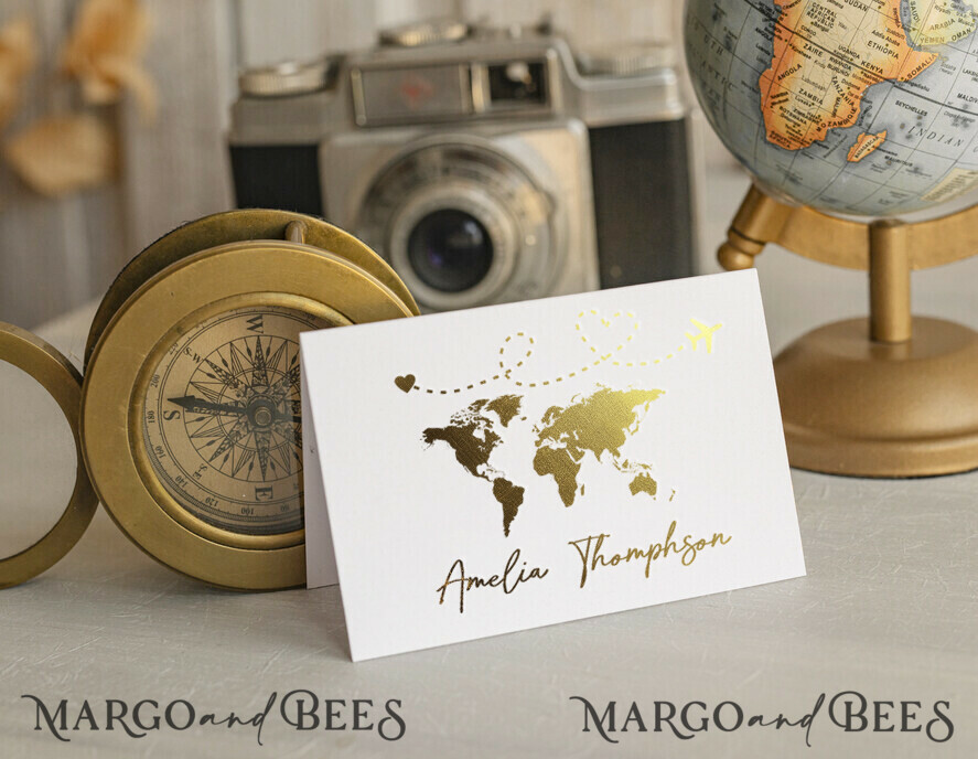 PLACE CARDS / TABLE CARDS Beach/marine/ Destionation Wedding Theme Travel Passport Gold Foil Wedding Place Cards, Wedding Escort Card, Elegant Destination place cards, Personalized wedding decoration