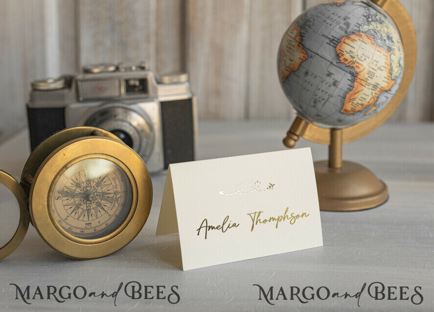 PLACE CARDS / TABLE CARDS Beach/marine/ Destionation Wedding Theme Travel Passport Gold Foil Wedding Place Cards, Wedding Escort Card, Elegant Destination place cards, Personalized wedding decoration