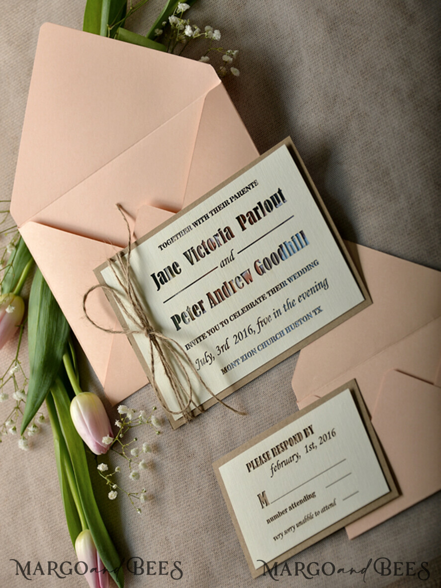 WEDDING INVITATIONS lasercut / engraved/ embossed Personalised wedding invitation engraved stationery