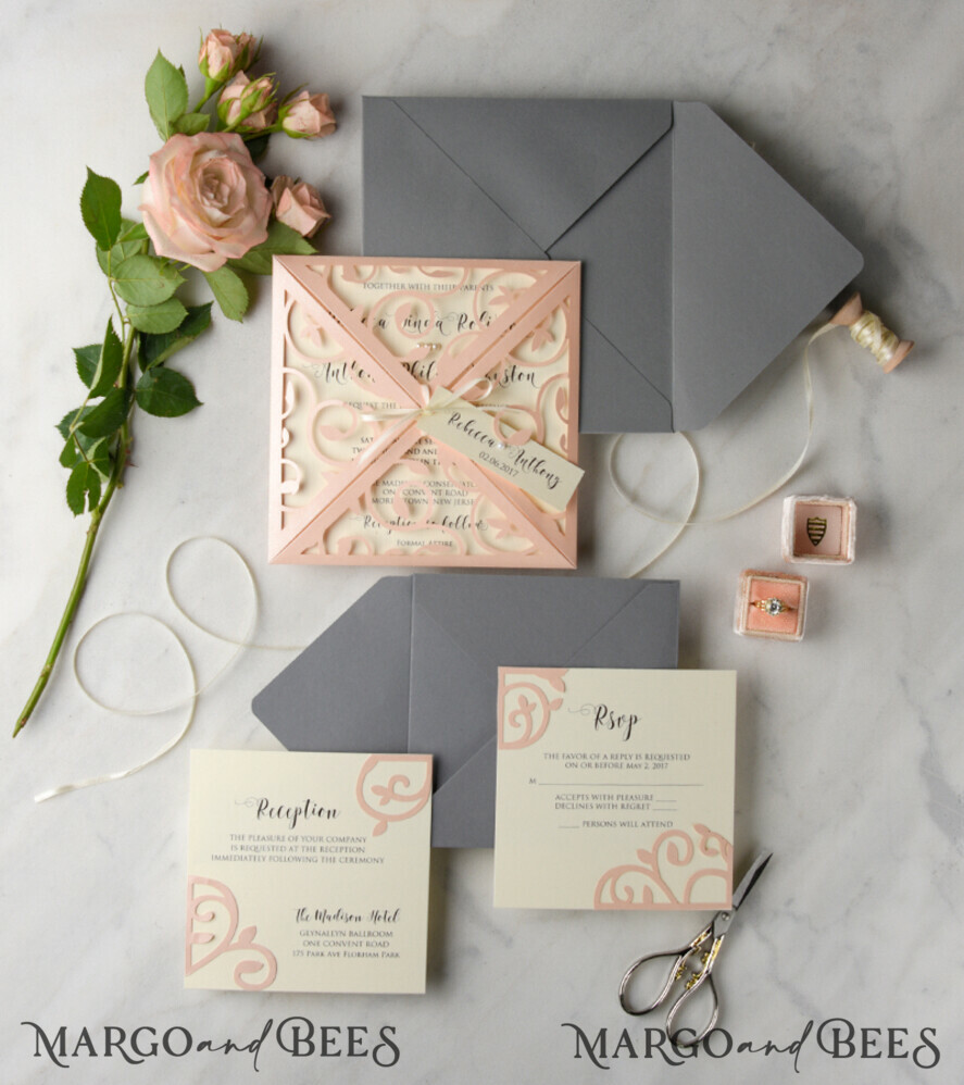 WEDDING INVITATIONS lasercut / engraved/ embossed Modern Wedding invitations laser cut lace invites