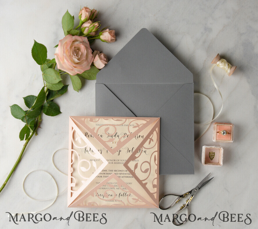WEDDING INVITATIONS lasercut / engraved/ embossed Modern Wedding invitations laser cut lace invites