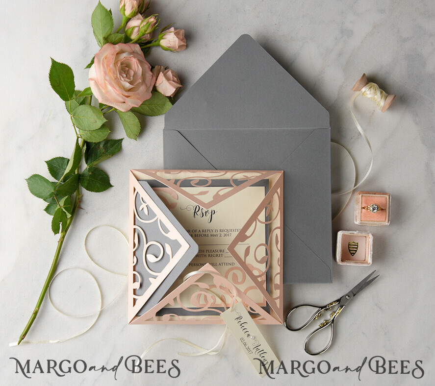 WEDDING INVITATIONS lasercut / engraved/ embossed Modern Wedding invitations laser cut lace invites