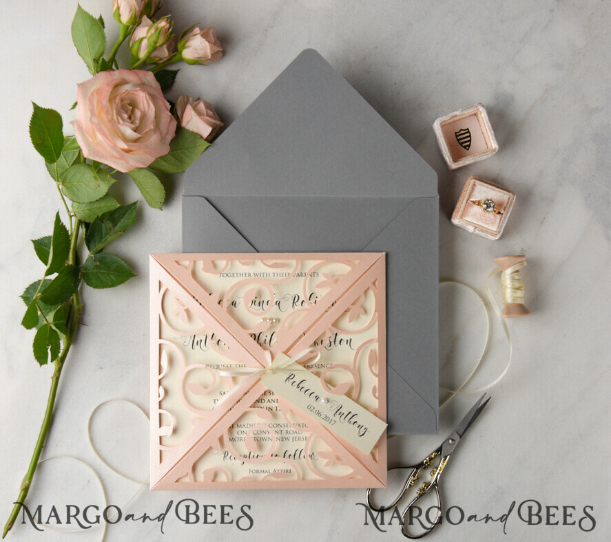 WEDDING INVITATIONS lasercut / engraved/ embossed Modern Wedding invitations laser cut lace invites