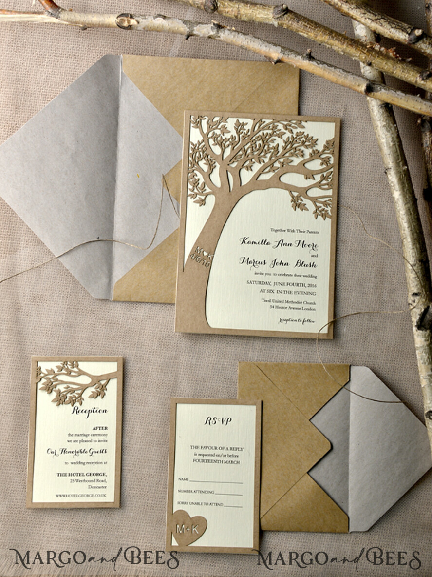 WEDDING INVITATIONS lasercut / engraved/ embossed Personalised wedding invitation engraved stationery