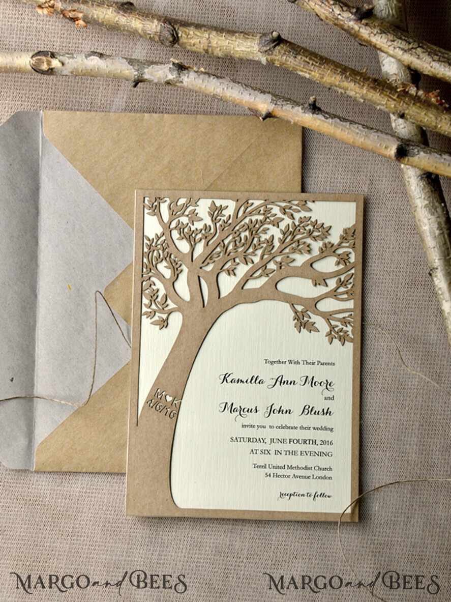 WEDDING INVITATIONS lasercut / engraved/ embossed Personalised wedding invitation engraved stationery
