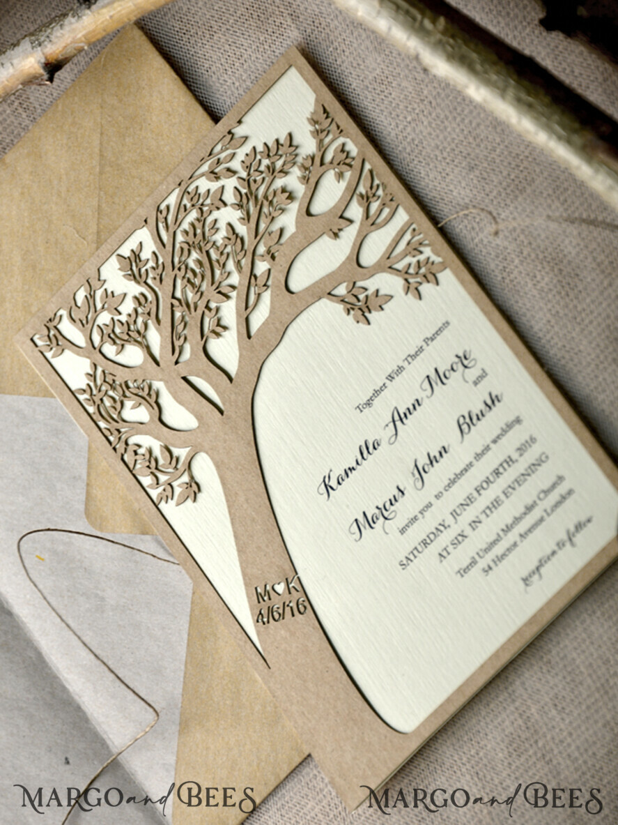 WEDDING INVITATIONS lasercut / engraved/ embossed Personalised wedding invitation engraved stationery