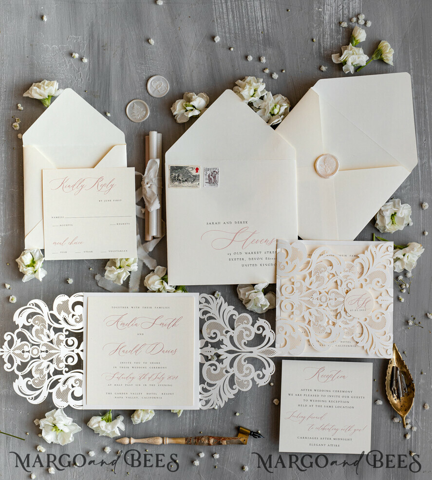 WEDDING INVITATIONS lasercut / engraved/ embossed Wedding invitations handmade, Laser cut Pocket Wedding Invitation, Luxury lace wedding invitation set, Laser cut Wedding Invitation