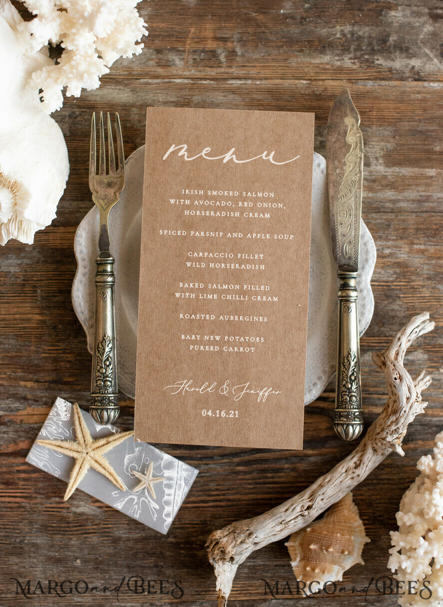 MENU & PROGRAMS beach Wedding programs menu card starfish beach wedding