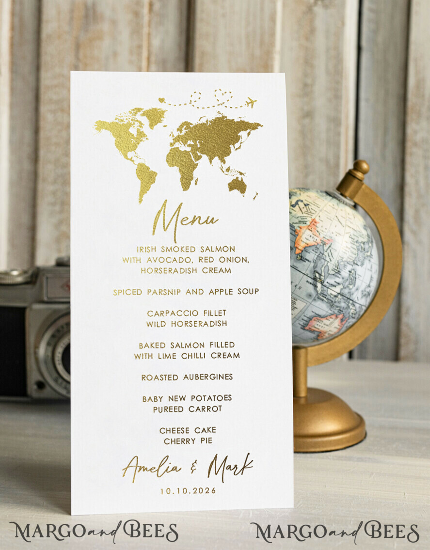 MENÜ & PROGRAMME
Strand Reise-Pass Goldfolie Hochzeitsmenü, Hochzeitsprogramm Abendessen, Elegantes Reiseziel Menü, Personalisierte Hochzeitsdekoration