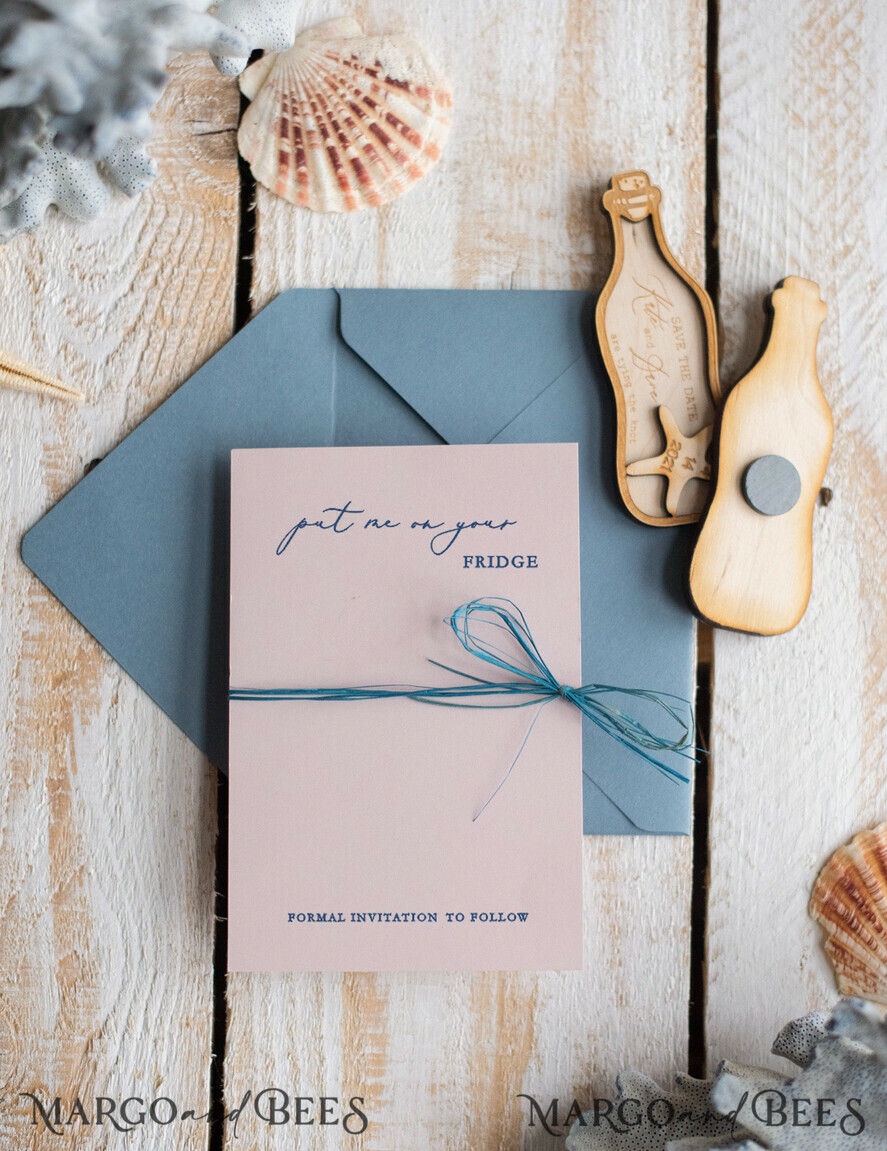 SAVE THE DATES beach travel magnets Personalised Beach Save the Date Magnets and Card, Travel Dusty Blue Wedding Save The Dates , Wedding Destination Save The Date Cards